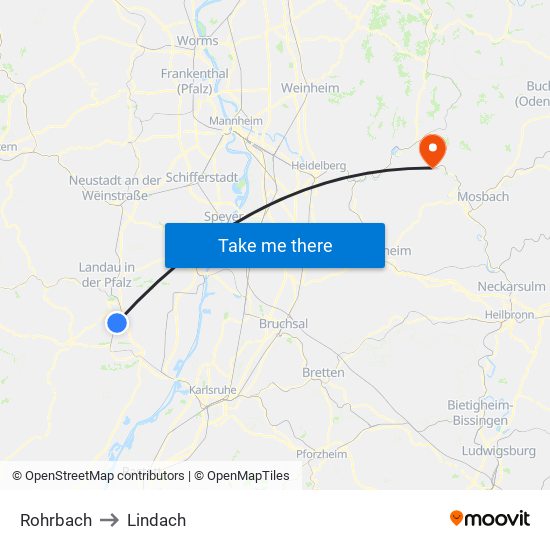 Rohrbach to Lindach map