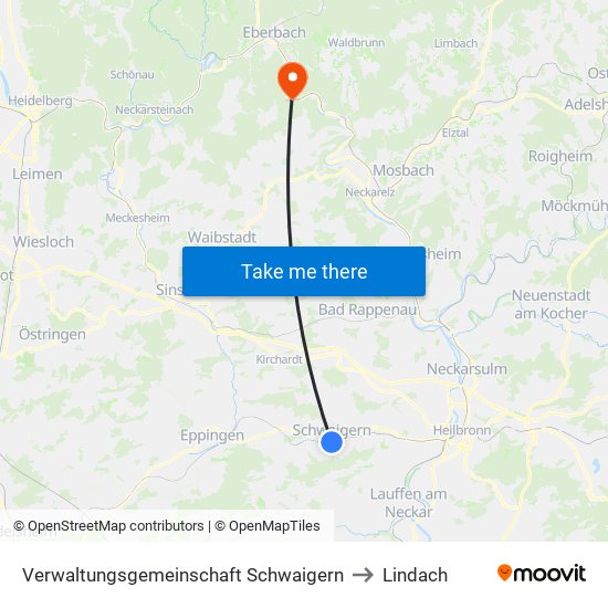 Verwaltungsgemeinschaft Schwaigern to Lindach map