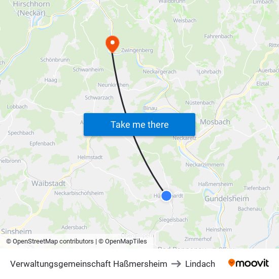 Verwaltungsgemeinschaft Haßmersheim to Lindach map