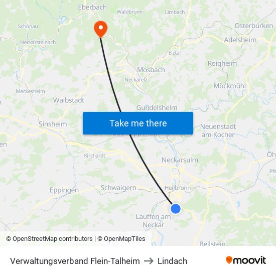 Verwaltungsverband Flein-Talheim to Lindach map