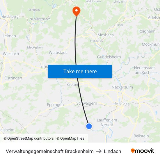 Verwaltungsgemeinschaft Brackenheim to Lindach map