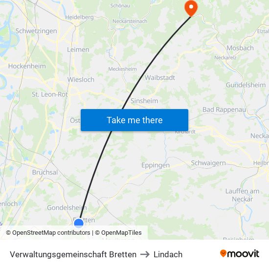 Verwaltungsgemeinschaft Bretten to Lindach map