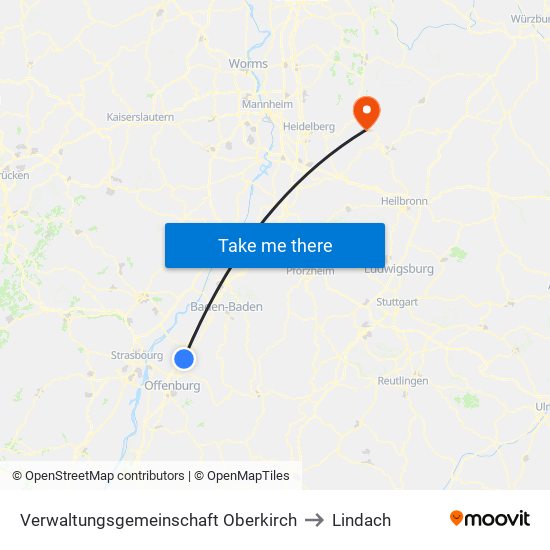 Verwaltungsgemeinschaft Oberkirch to Lindach map