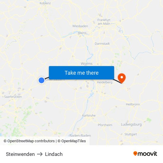 Steinwenden to Lindach map