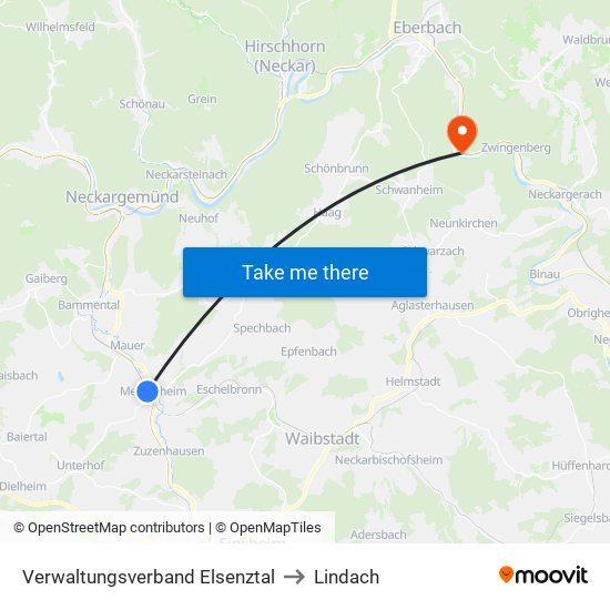 Verwaltungsverband Elsenztal to Lindach map