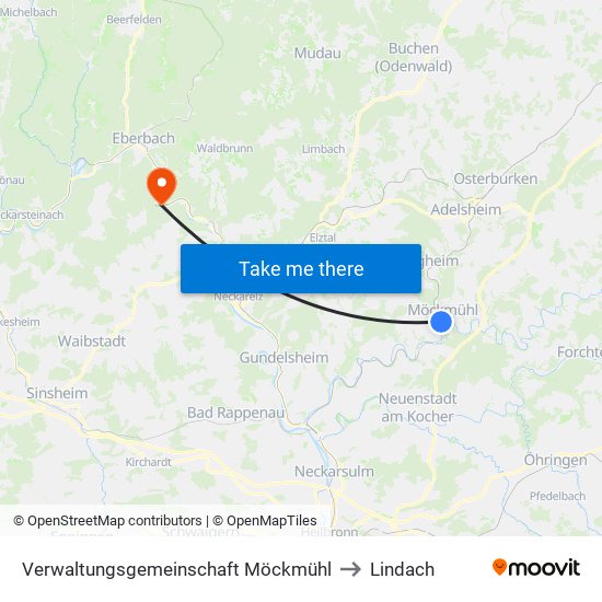 Verwaltungsgemeinschaft Möckmühl to Lindach map