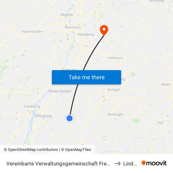 Vereinbarte Verwaltungsgemeinschaft Freudenstadt to Lindach map