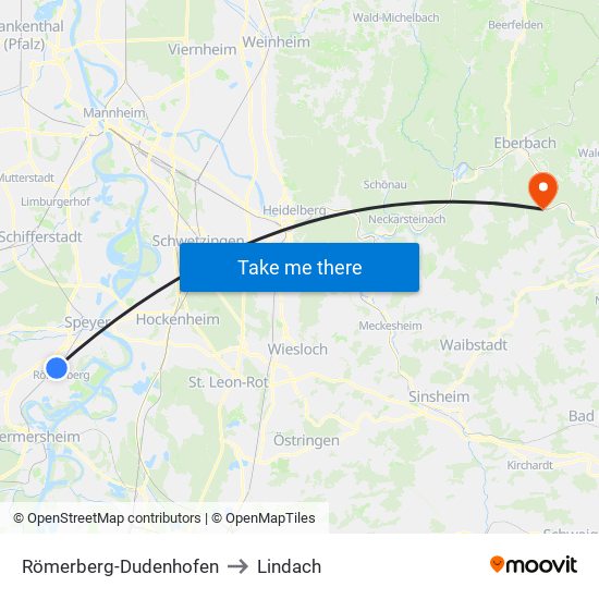Römerberg-Dudenhofen to Lindach map