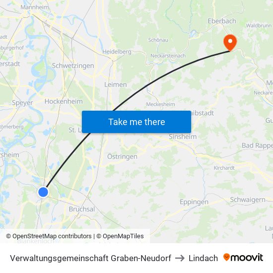 Verwaltungsgemeinschaft Graben-Neudorf to Lindach map