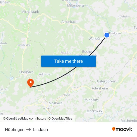 Höpfingen to Lindach map