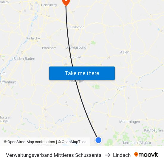 Verwaltungsverband Mittleres Schussental to Lindach map