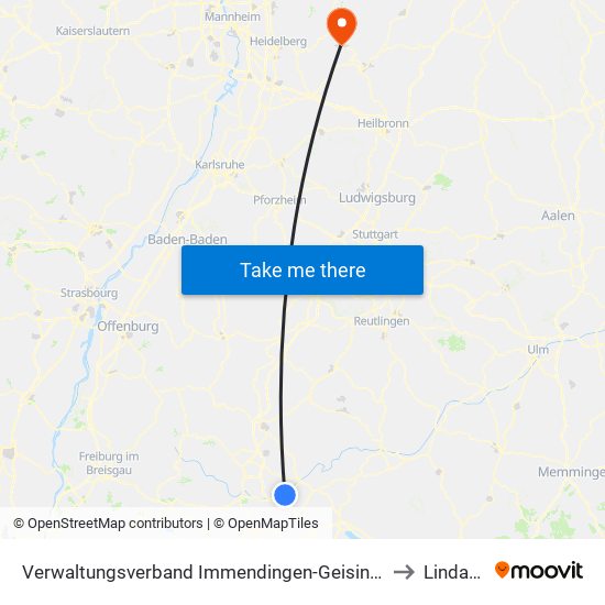 Verwaltungsverband Immendingen-Geisingen to Lindach map