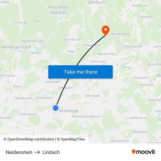 Neidenstein to Lindach map