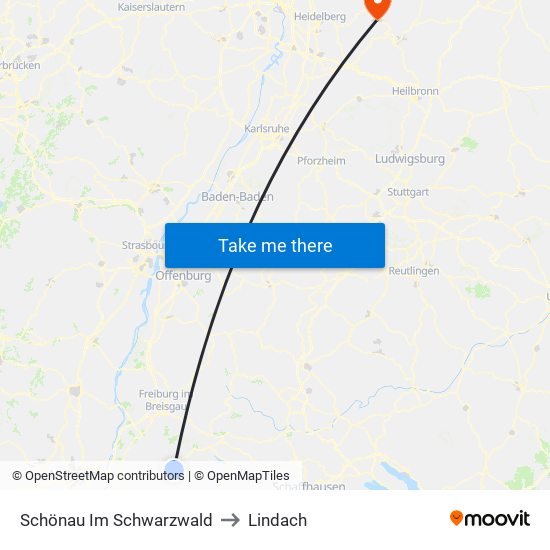 Schönau Im Schwarzwald to Lindach map