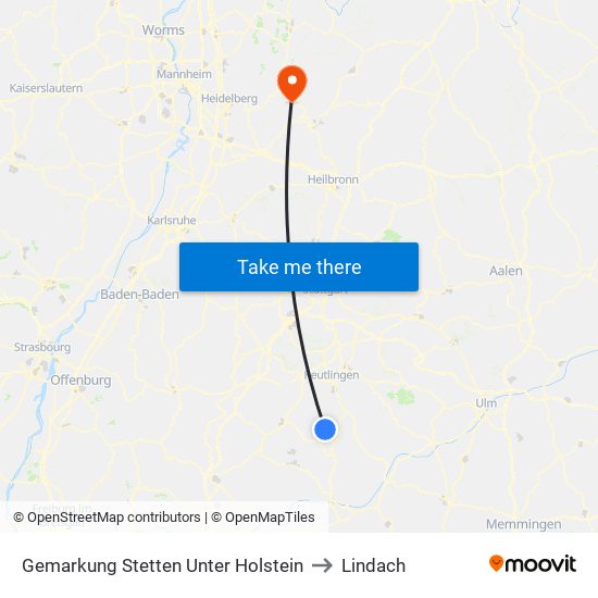 Gemarkung Stetten Unter Holstein to Lindach map