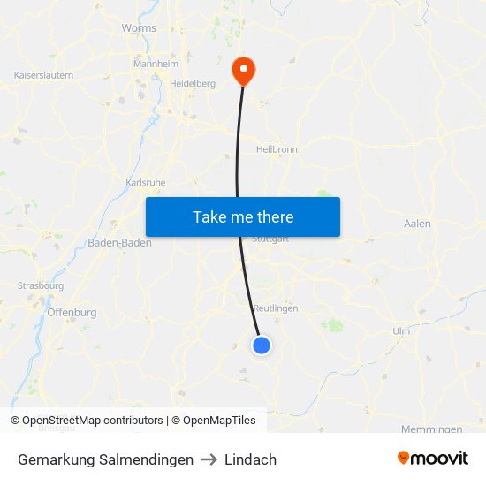 Gemarkung Salmendingen to Lindach map