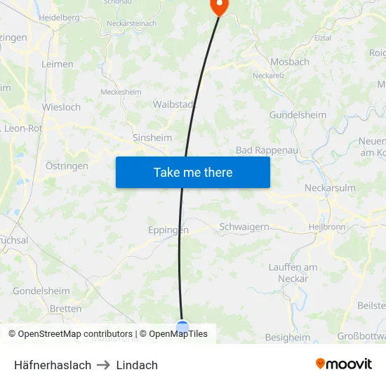 Häfnerhaslach to Lindach map