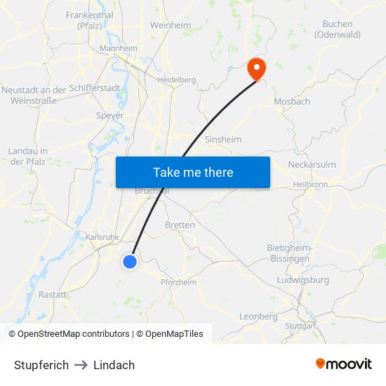 Stupferich to Lindach map