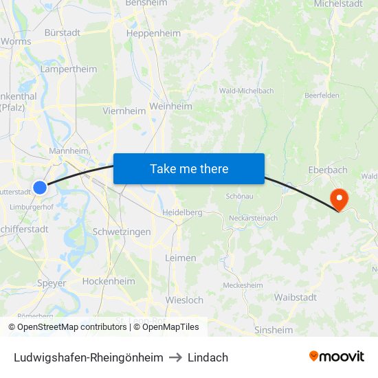 Ludwigshafen-Rheingönheim to Lindach map