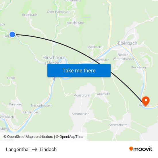 Langenthal to Lindach map