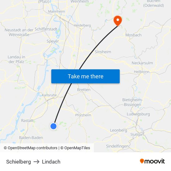 Schielberg to Lindach map