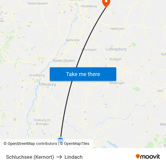 Schluchsee (Kernort) to Lindach map