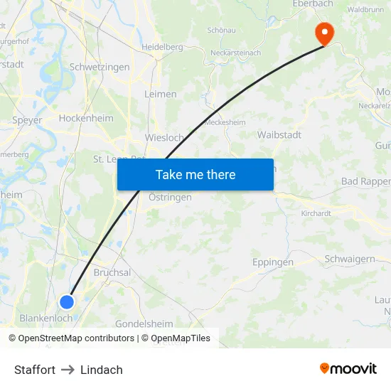 Staffort to Lindach map