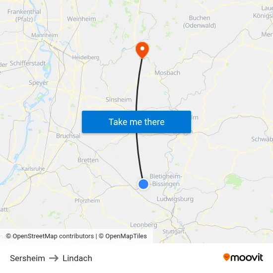 Sersheim to Lindach map