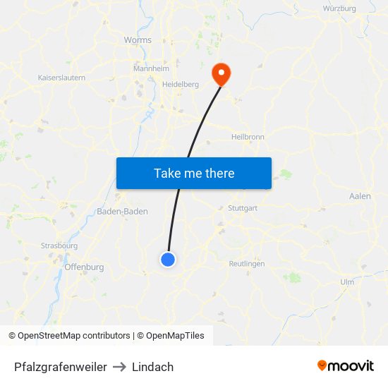 Pfalzgrafenweiler to Lindach map