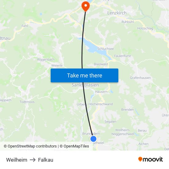 Weilheim to Falkau map