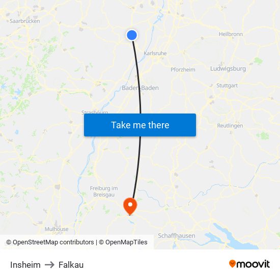 Insheim to Falkau map