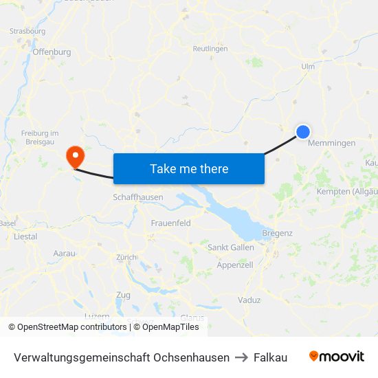 Verwaltungsgemeinschaft Ochsenhausen to Falkau map