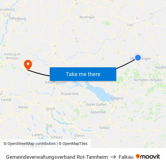 Gemeindeverwaltungsverband Rot-Tannheim to Falkau map