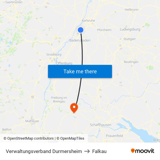 Verwaltungsverband Durmersheim to Falkau map