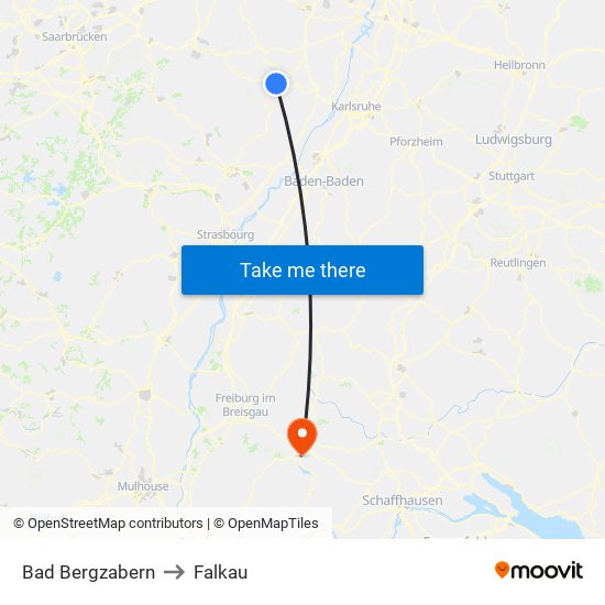 Bad Bergzabern to Falkau map
