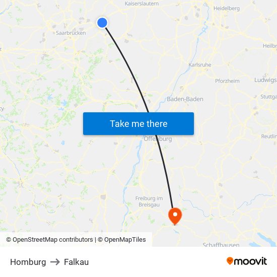 Homburg to Falkau map