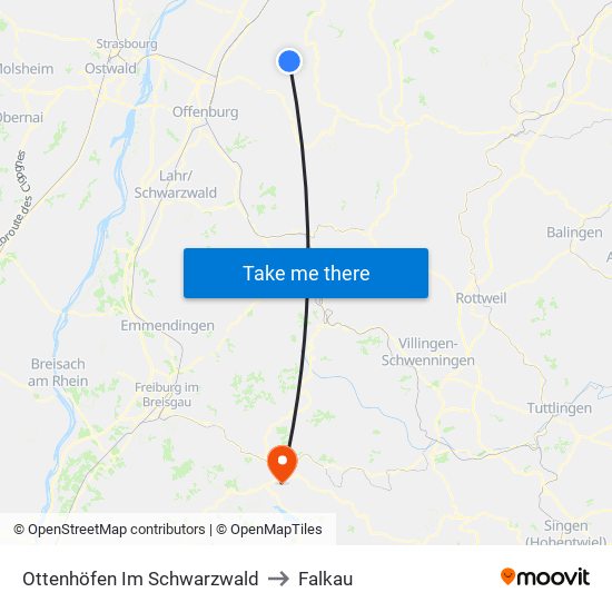 Ottenhöfen Im Schwarzwald to Falkau map