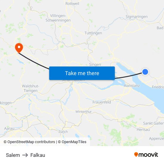 Salem to Falkau map