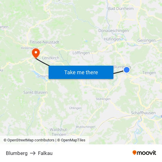 Blumberg to Falkau map