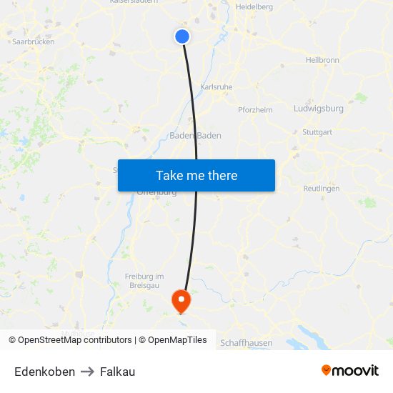 Edenkoben to Falkau map