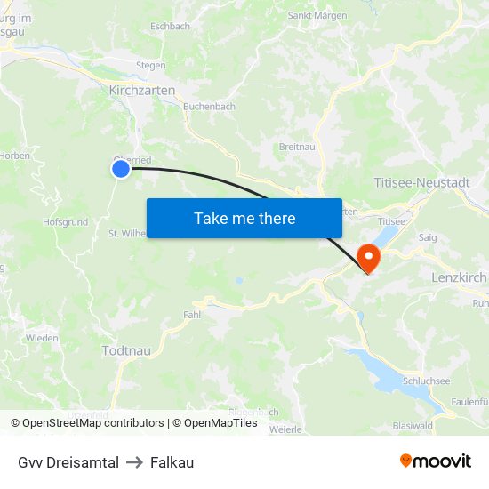 Gvv Dreisamtal to Falkau map