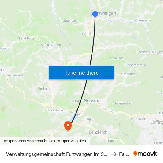 Verwaltungsgemeinschaft Furtwangen Im Schwarzwald to Falkau map