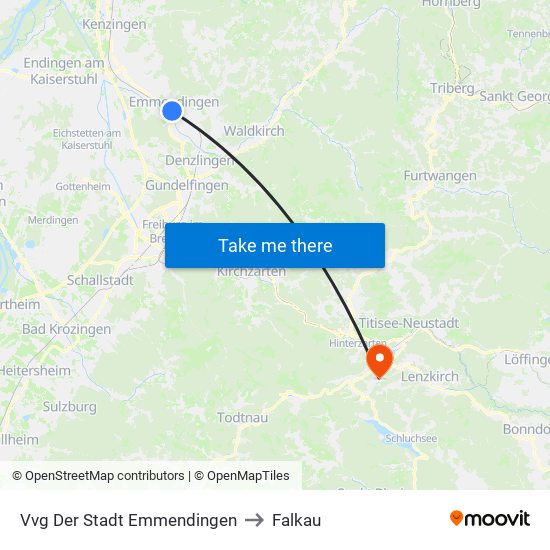 Vvg Der Stadt Emmendingen to Falkau map