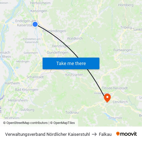 Verwaltungsverband Nördlicher Kaiserstuhl to Falkau map