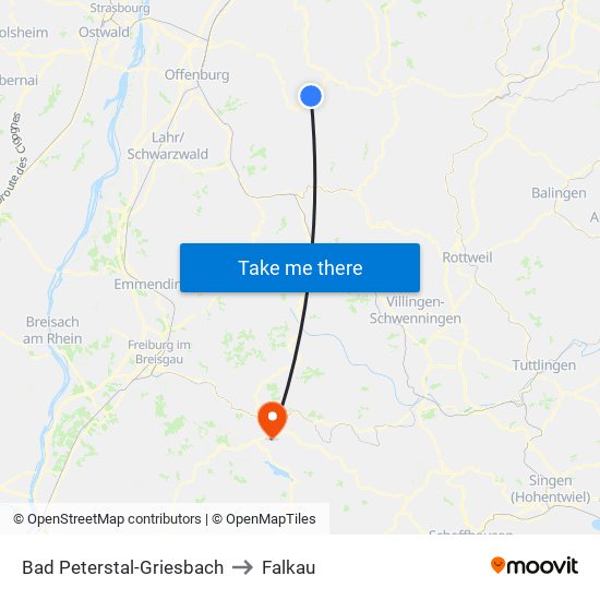 Bad Peterstal-Griesbach to Falkau map