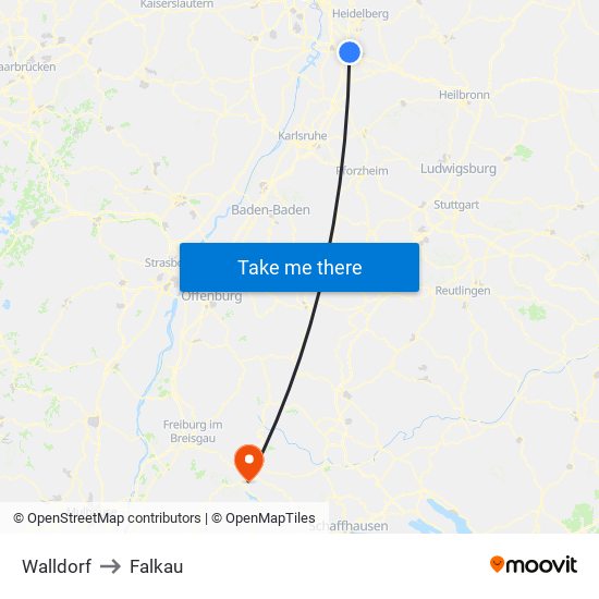 Walldorf to Falkau map