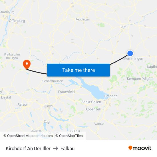 Kirchdorf An Der Iller to Falkau map