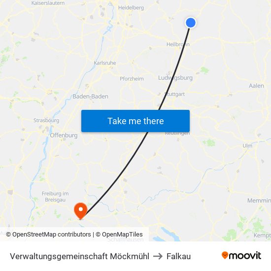 Verwaltungsgemeinschaft Möckmühl to Falkau map