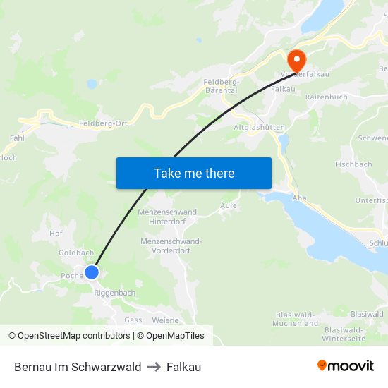 Bernau Im Schwarzwald to Falkau map