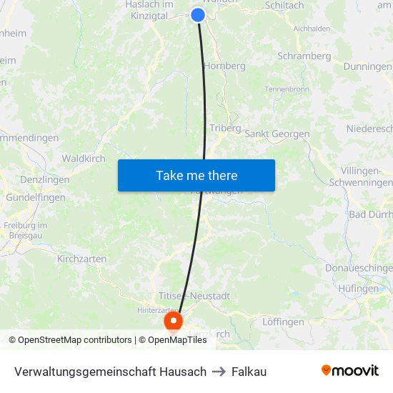 Verwaltungsgemeinschaft Hausach to Falkau map